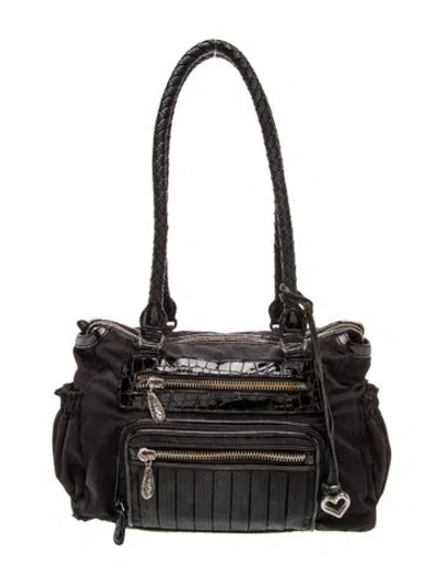 Pre-owned Brighton Leather Shoulder Bag In Gray