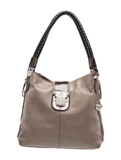 Pre-owned Brighton Leather Shoulder Bag In Grey