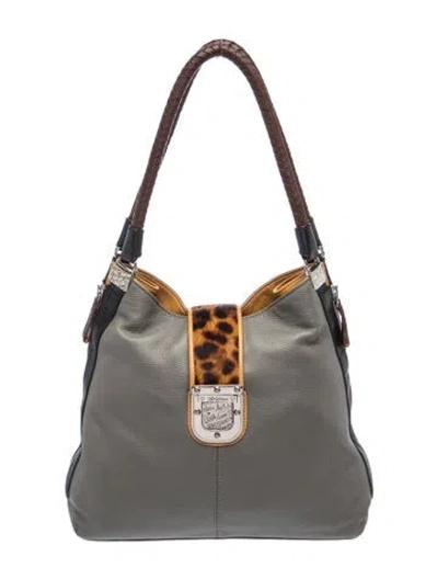 Pre-owned Brighton Leather Shoulder Bag In Grey