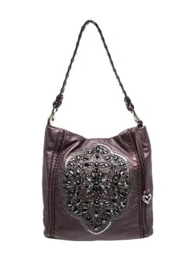 Pre-owned Brighton Leather Shoulder Bag In Purple