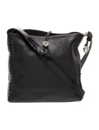 Pre-owned Brighton Leather Shoulder Bag Vintage In Black