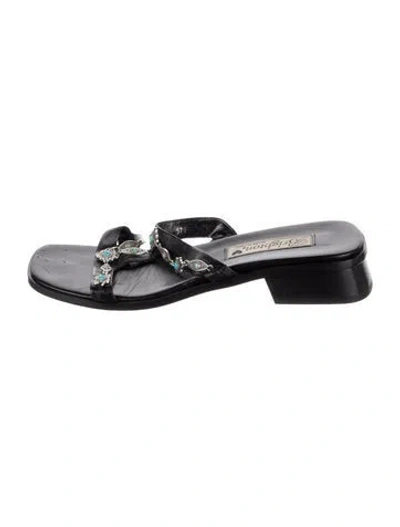 Pre-owned Brighton Leather Slides In Black