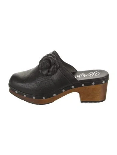 Pre-owned Brighton Leather Slides In Black
