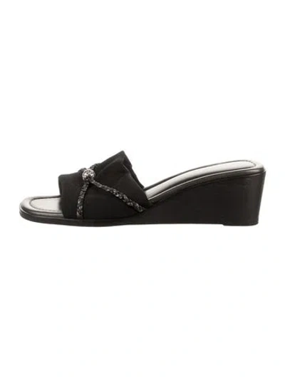 Pre-owned Brighton Leather Slides In Black