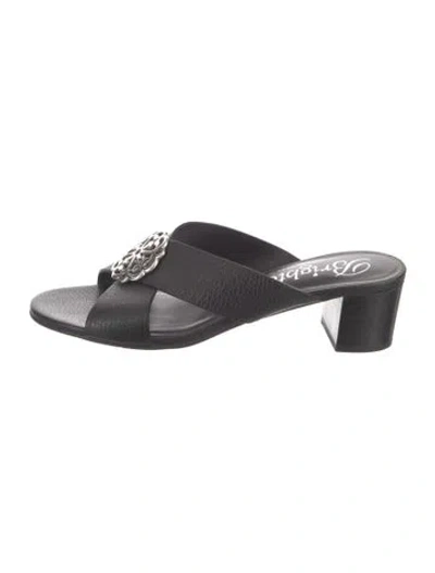 Pre-owned Brighton Leather Slides In Black