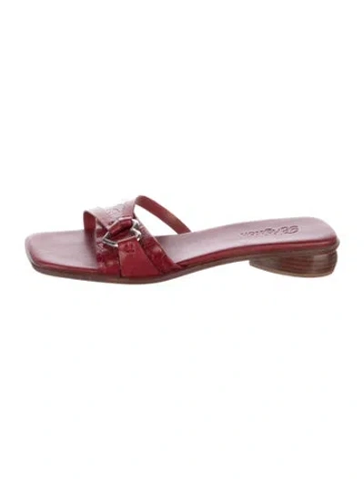 Pre-owned Brighton Leather Slides In Red