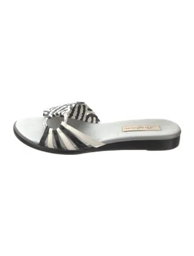 Pre-owned Brighton Leather Slides In Silver