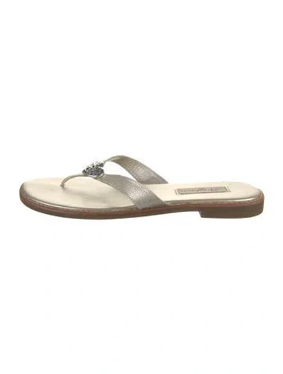 Pre-owned Brighton Leather Slides In White