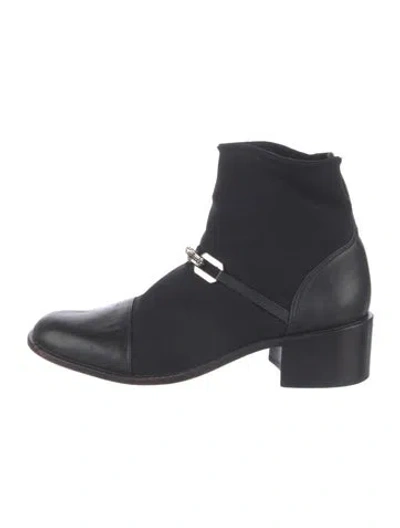 Pre-owned Brighton Leather Sock Boots In Black