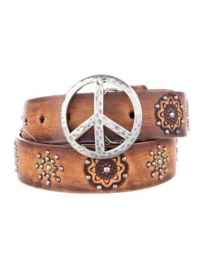 Pre-owned Brighton Leather Studded Accents Belt In Brown