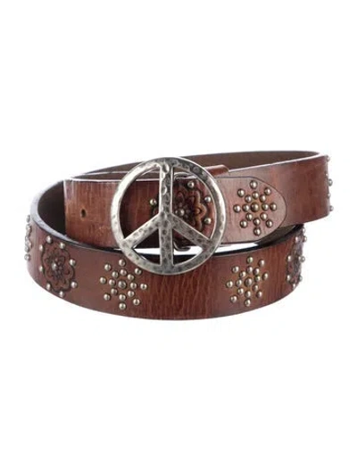 Pre-owned Brighton Leather Studded Accents Belt In Brown
