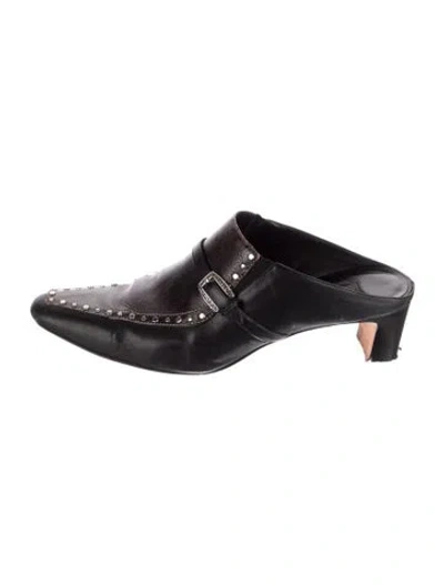 Pre-owned Brighton Leather Studded Accents Mules In Black