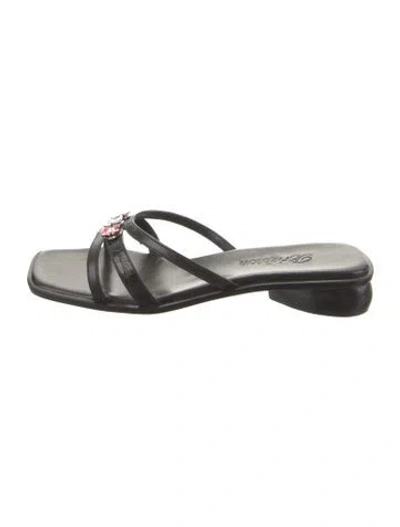 Pre-owned Brighton Leather Studded Accents Slides In Black