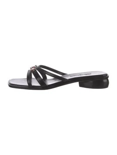 Pre-owned Brighton Leather Studded Accents Slides In Black