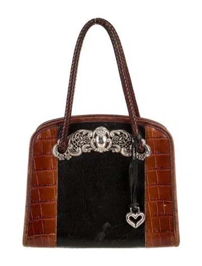 Pre-owned Brighton Leather Top Handle Bag In Black