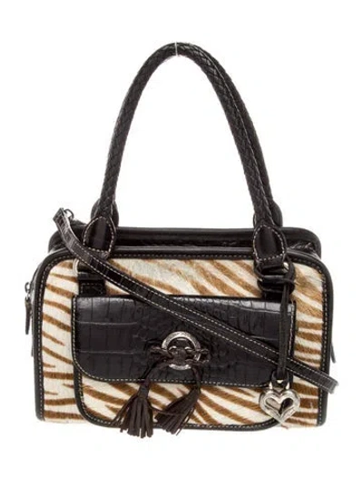 Pre-owned Brighton Leather Top Handle Bag In Black