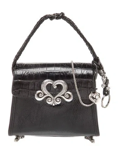 Pre-owned Brighton Leather Top Handle Bag In Black