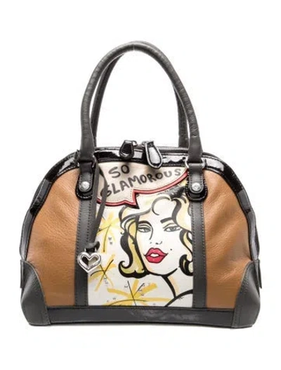 Pre-owned Brighton Leather Top Handle Bag In Black/neutrals