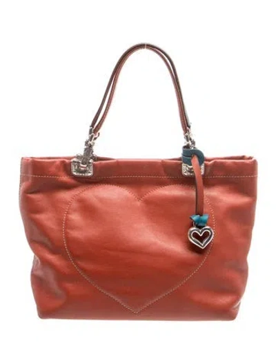 Pre-owned Brighton Leather Top Handle Bag In Orange