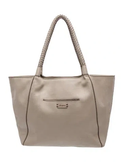 Pre-owned Brighton Leather Tote In Gray