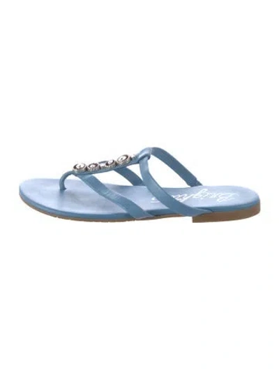 Pre-owned Brighton Leather T-strap Sandals In Blue