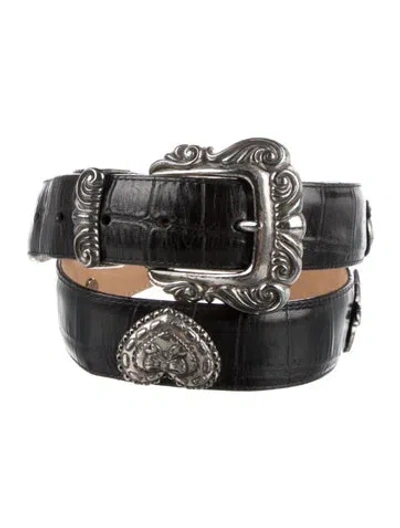 Pre-owned Brighton Leather Waist Belt In Black