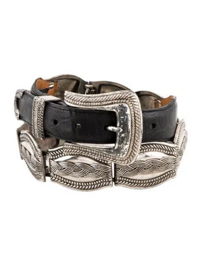 Pre-owned Brighton Leather Waist Belt In Black