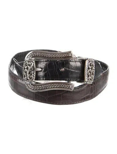 Pre-owned Brighton Leather Waist Belt In Black