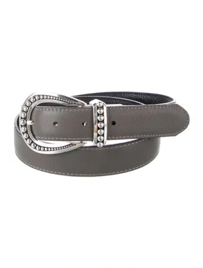 Pre-owned Brighton Leather Waist Belt In Black/grey