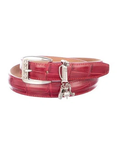 Pre-owned Brighton Leather Waist Belt In Red