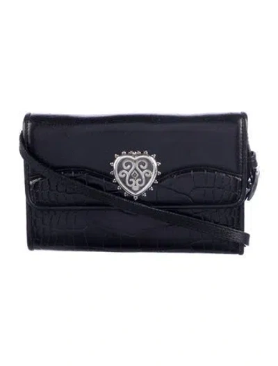 Pre-owned Brighton Leather Wristlet In Black
