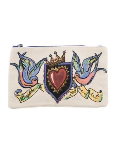 Pre-owned Brighton Logo Print Rectangular Cosmetic Bag In Neutrals