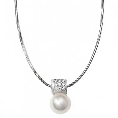 Brighton Meridian Petite Pearl Necklace In Silver-pearl