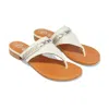 Brighton Noelle Embellished Leather Flat Thong Sandal In White