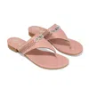 Brighton Noelle Embellished Leather Flat Thong Slip On Sandal In Pink Sand
