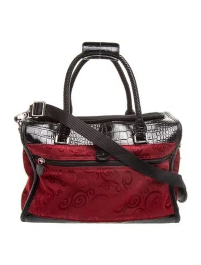Pre-owned Brighton Nylon Weekender Bag In Black/red