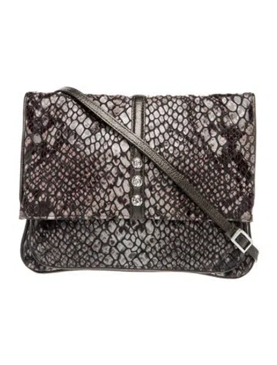 Pre-owned Brighton Patent Leather Messenger Bag In Gray