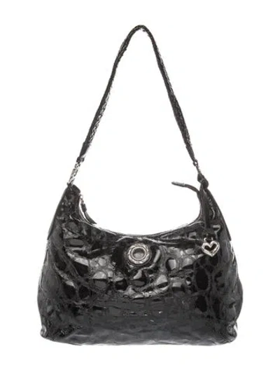 Pre-owned Brighton Patent Leather Shoulder Bag In Black