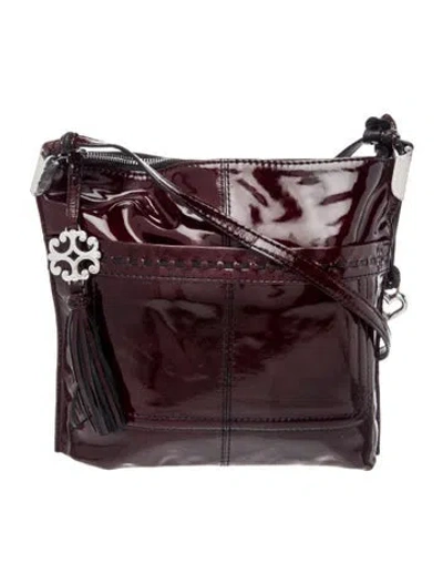 Pre-owned Brighton Patent Leather Shoulder Bag In Burgundy