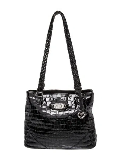 Pre-owned Brighton Patent Leather Top Handle Bag In Black