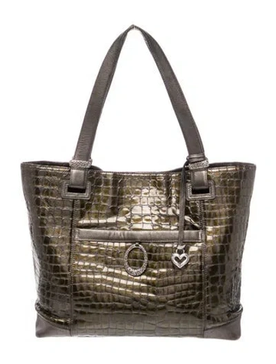 Pre-owned Brighton Patent Leather Tote In Green