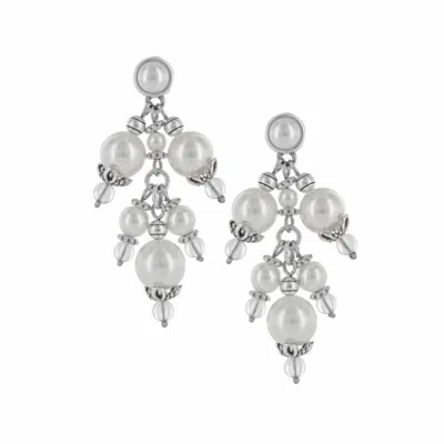 Brighton Pearl-icious Post Drop Earrings In Silver In Metallic