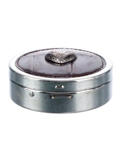 Pre-owned Brighton Pill Box In Brown/silver