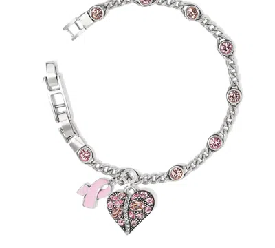 Brighton Power Of Pink Breast Cancer & Heart Charm Bracelet In Silver