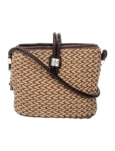 Pre-owned Brighton Raffia Minaudière In Brown