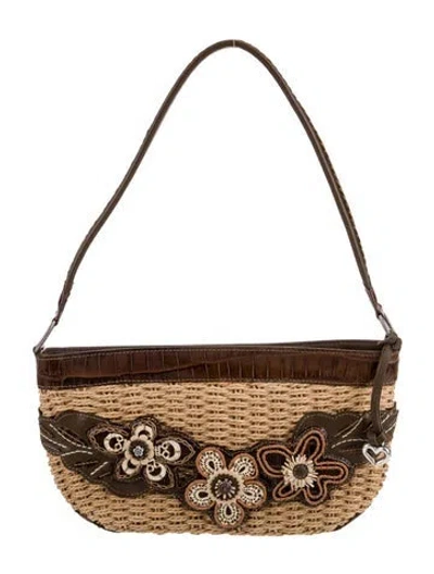 Pre-owned Brighton Raffia Shoulder Bag In Brown
