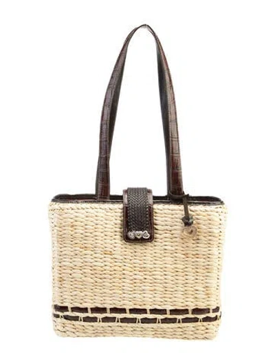 Pre-owned Brighton Raffia Top Handle Bag In Neutral