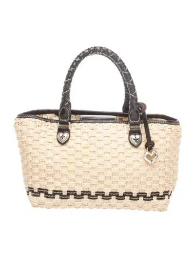 Pre-owned Brighton Raffia Top Handle Bag In Neutrals
