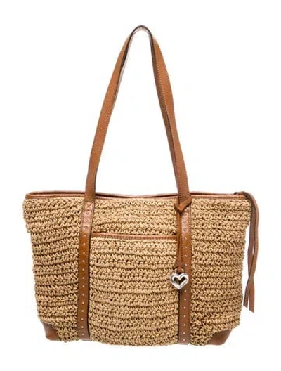 Pre-owned Brighton Raffia Tote In Brown