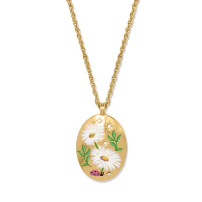 Brighton Reverie Daisy Flower Reversible Necklace In Gold